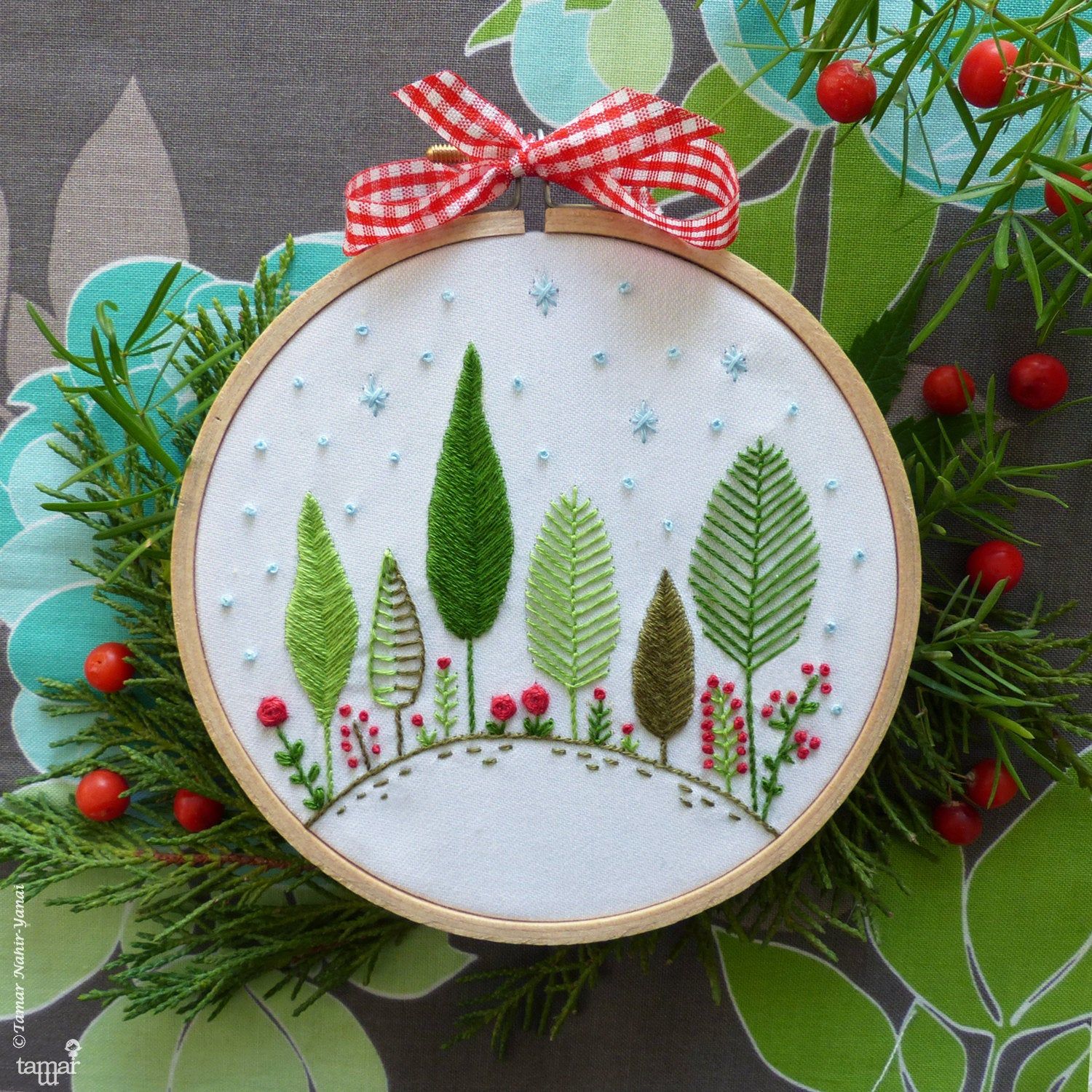 Christmas ornament Winter embroidery