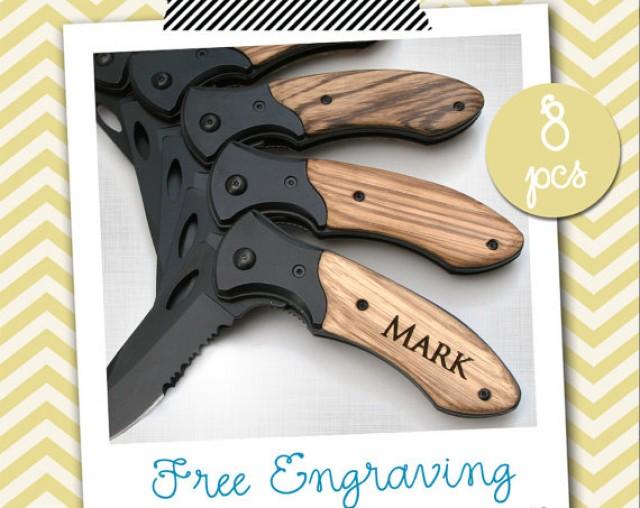 8 Groomsmen Gifts PERSONALIZED Knife Engraved Knife Engraved Pocket