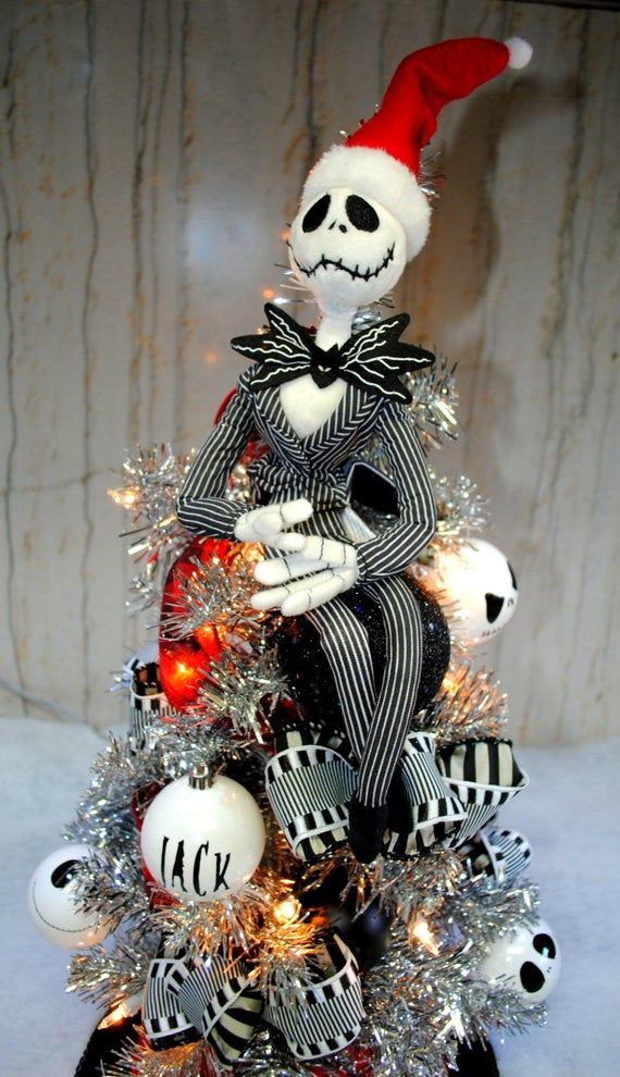 Jack Skellington Nightmare Before Christmas Tree lighted with