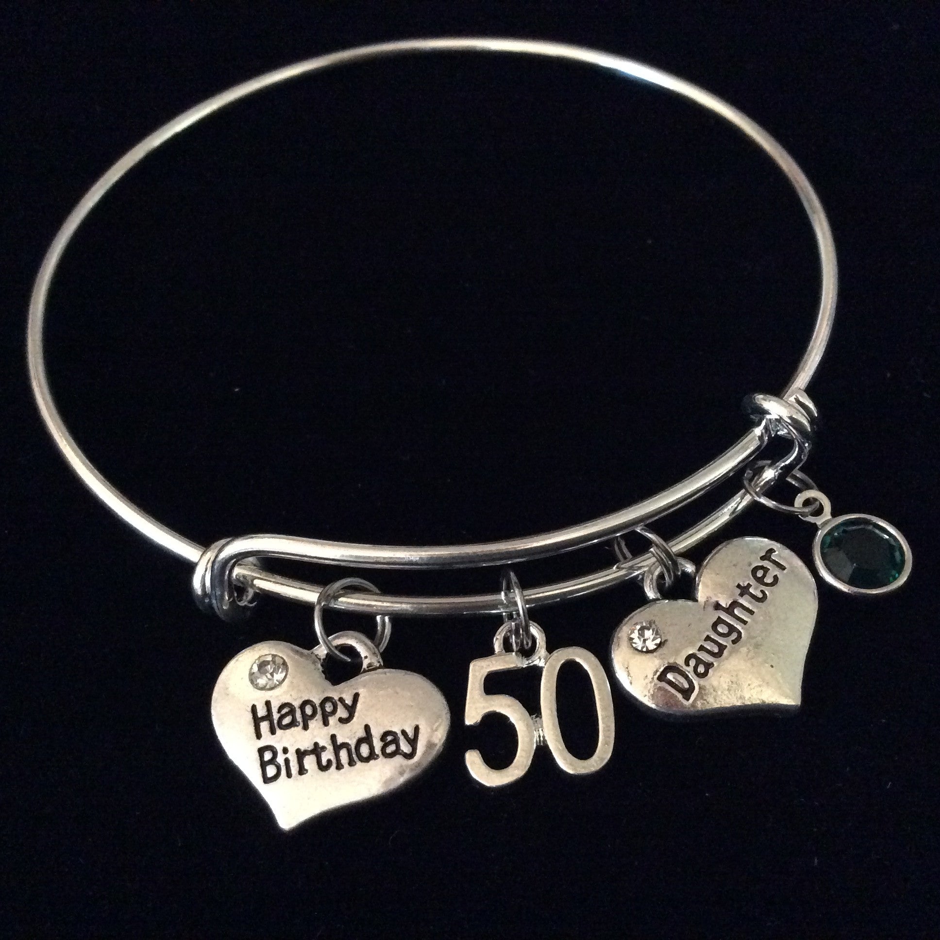 Daughter Happy Birthday 50th Expandable Charm Bracelet Adjustable Bang