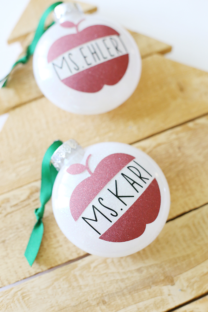 Cricut Glitter Vinyl Ornaments Teacher Gift