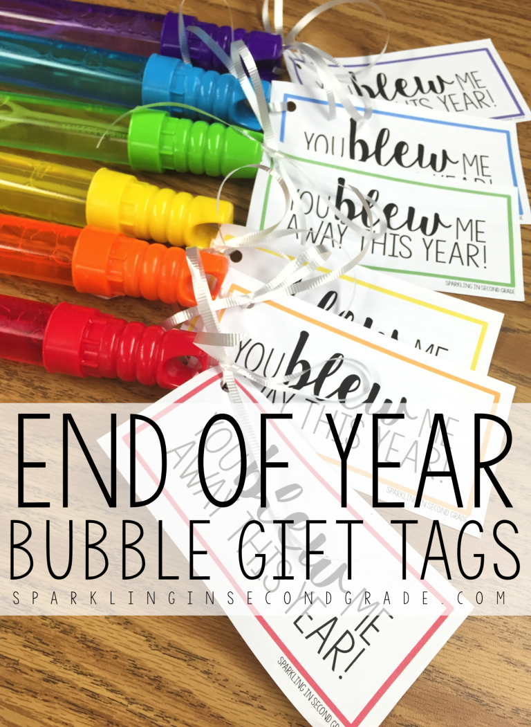 End of Year Gift Bubble Tags - Sparkling in Second Grade