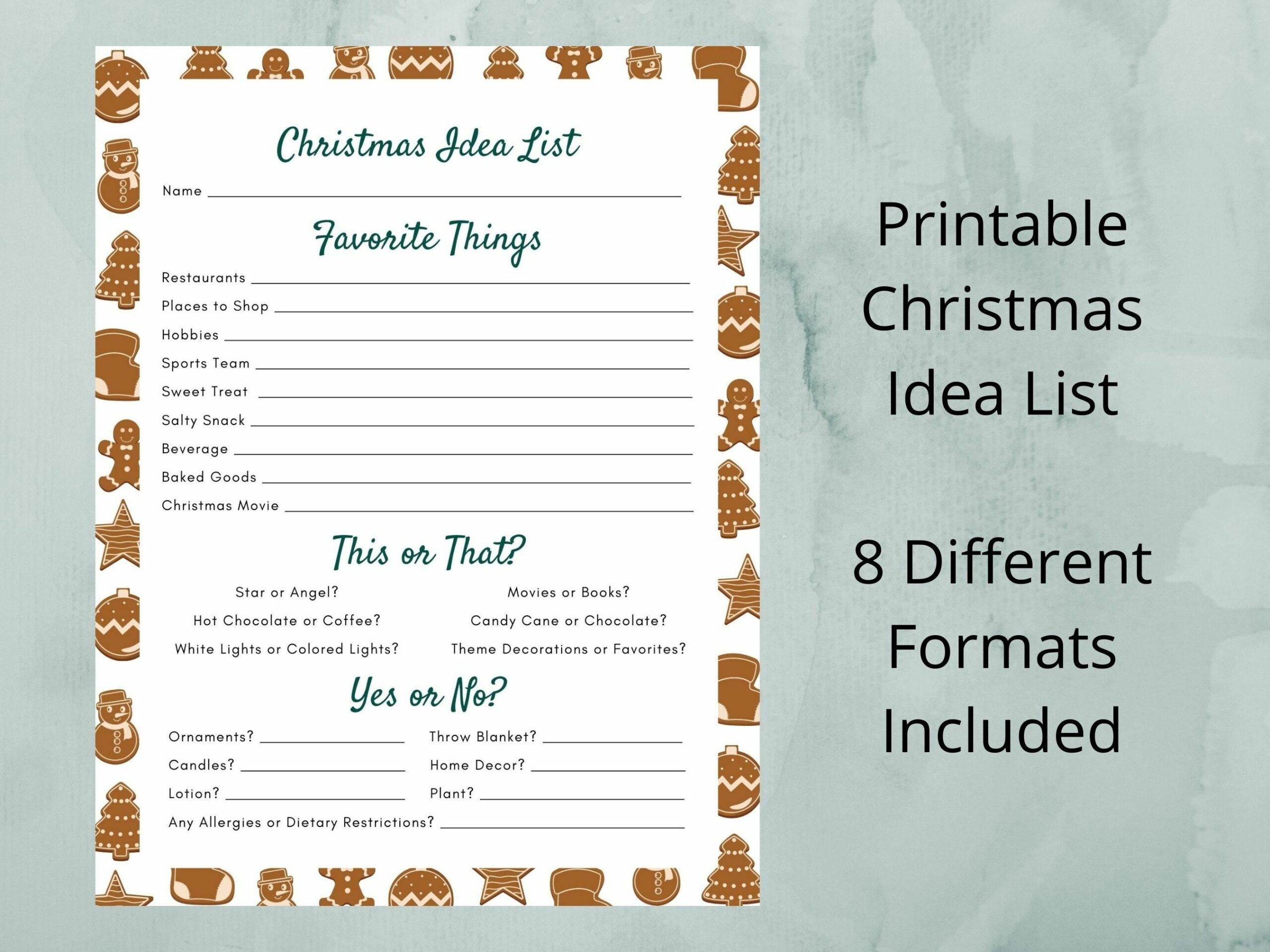 Christmas Gift Letter Secret Santa Questionnaire Printable Christmas