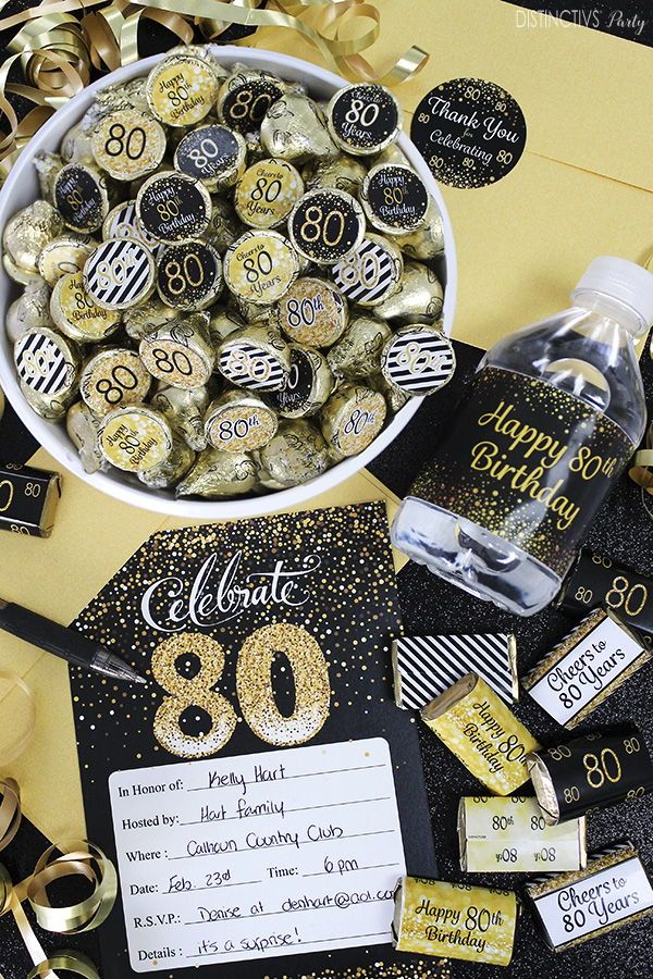 Happy 80th Birthday Party in Black and Gold | Happy 80th birthday, 80th