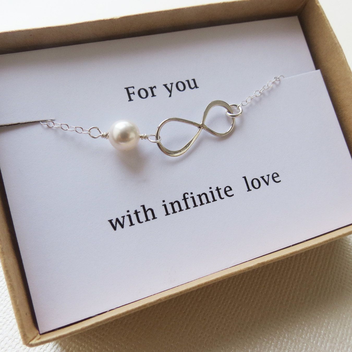 Infinity Bracelet - LOVE - Holiday Gift - Infinity Jewelry - Card