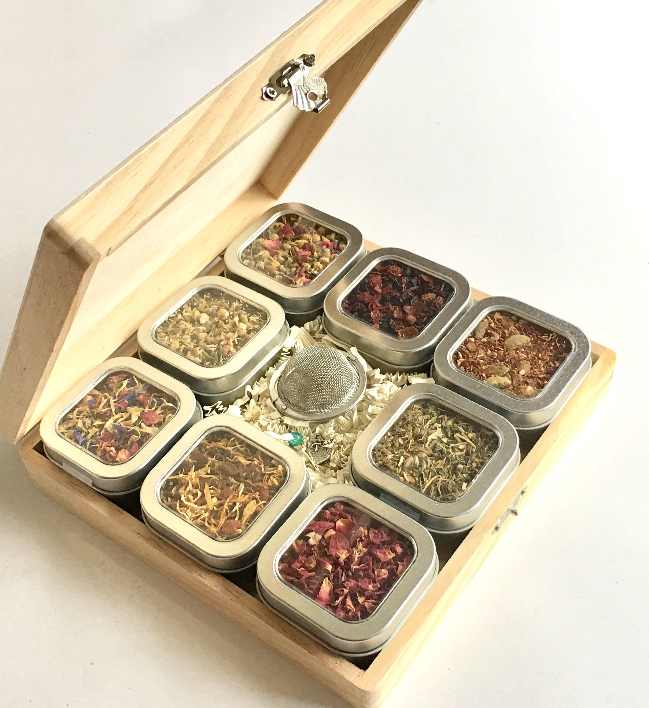 Herbal Tea Sampler Gift Box with 8 Tins of Tea