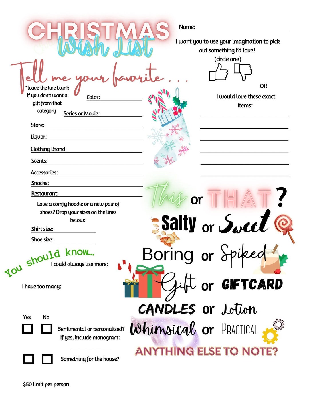 EDITABLE Christmas Questionnaire - Etsy