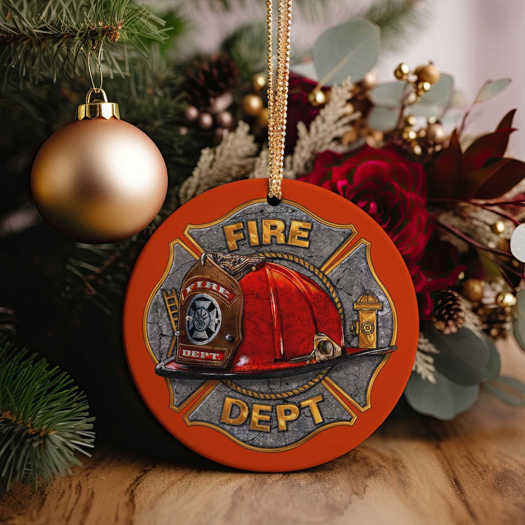 Porcelain Fire Department Christmas Tree Keepsake Ornaments