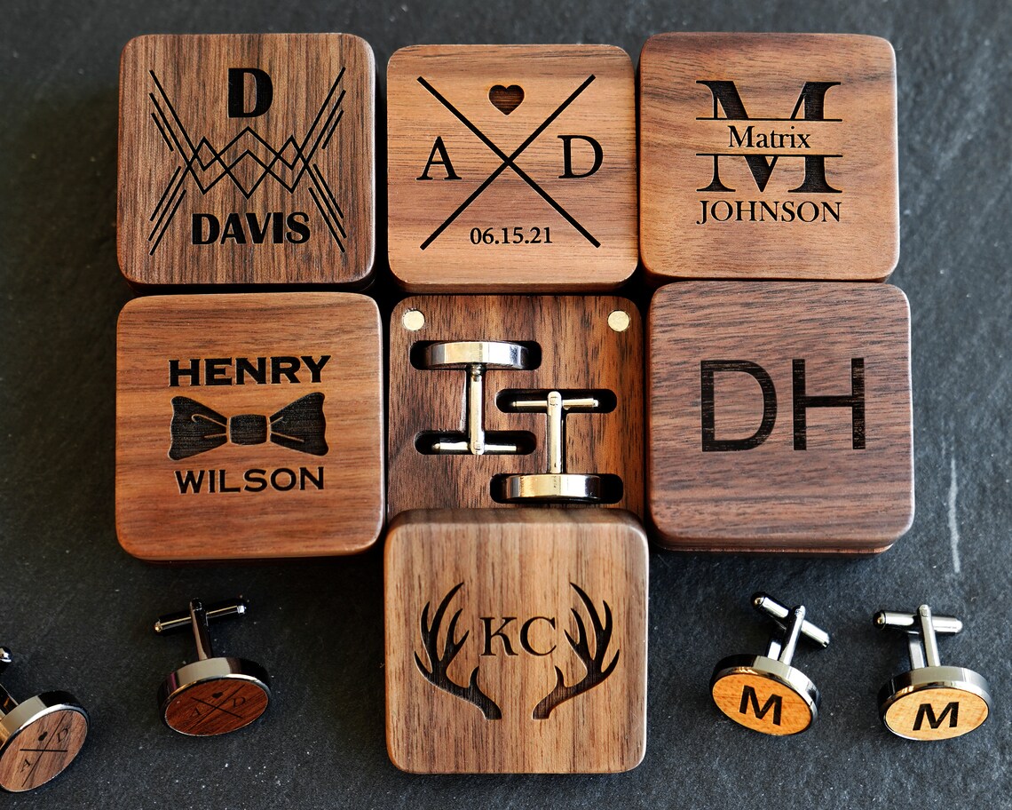 Wooden Cufflinks with Custom Design