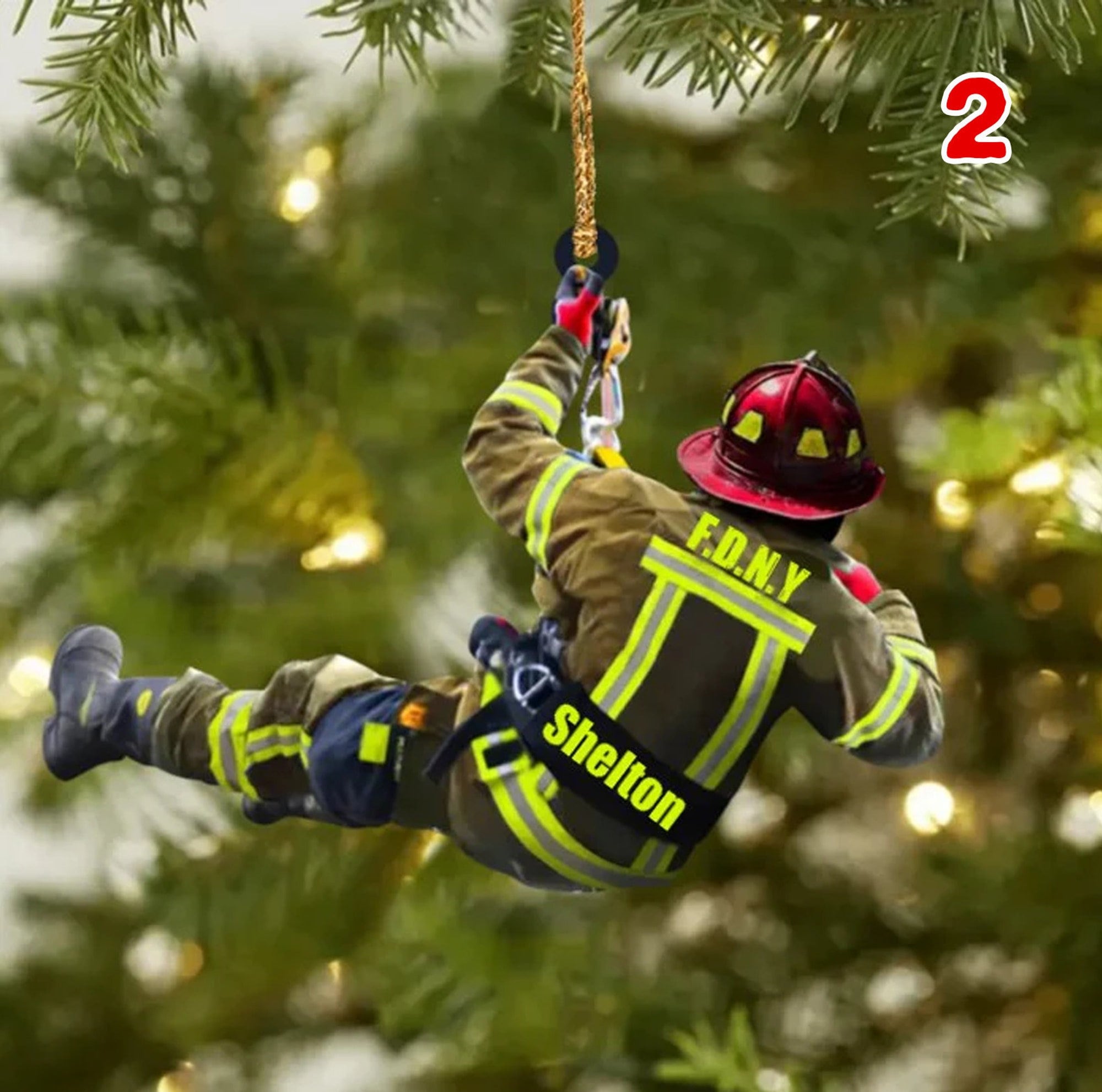 Buy 2 FREE SHIPPING | Personalized Firefighter Christmas Two Sided